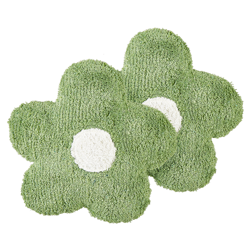 Dekokissen 2er Set aus Baumwolle Grün Blumenform 30 x 30 cm für Kinderzimmer Wohnaccessoires Dekoration für Kinder