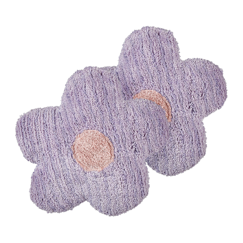 Dekokissen 2er Set aus Baumwolle Violett Blumenform 30 x 30 cm für Kinderzimmer Wohnaccessoires Dekoration für Kinder