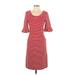 Sara Campbell Casual Dress - A-Line Scoop Neck Short sleeves: Red Print Dresses - Women's Size X-Small