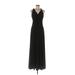 Lauren by Ralph Lauren Cocktail Dress - A-Line V-Neck Sleeveless: Black Solid Dresses - Women's Size 10