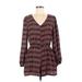 Earthbound Trading Co. Casual Dress: Burgundy Marled Dresses - Women's Size Medium