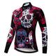 21Grams Women's Long Sleeve Cycling Jersey Black / Red Skull Floral Botanical Funny Bike Top Mountain Bike MTB Road Bike Cycling Spandex Polyester Breathable Back Pocket Sports Clothing Apparel