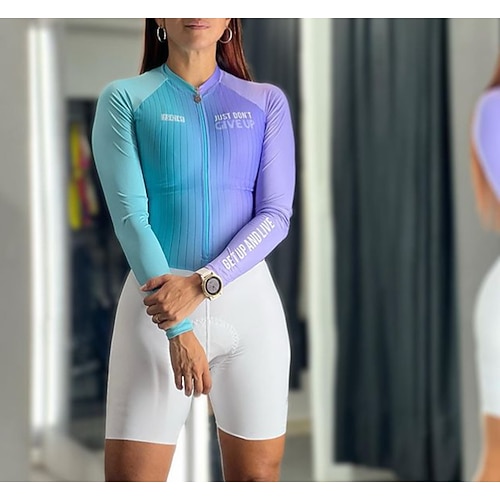 Damen Triathlonanzug Kurzarm Triathlon Sommer Frühling Herbst Rot Blau Dunkelgrün Grafik Fahhrad Radfahren Fitness, Laufen Yoga Elastisch Ganzkörper Lycra Sport Bekleidung Image