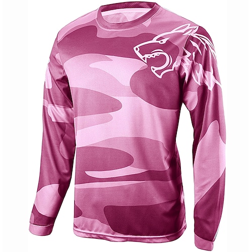 Herren Downhill-Trikot Wolf Tarnung Langarm Fahhrad Trikot Oberteil mit 3 Gesäßtaschen Mountainbike MTB Straßenradsport Schnelltrocknend Weich Feuchtigkeitsableitend Atmungsaktiv Sport Schwarz Gelb Image
