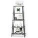 5 Tiered Bookshelf Ladder Shelf Etagere Bookcase Wood and Metal Bathroom Storage Display Freestanding Open Storage Rack for Living Room Bedroom Bathroom Kitchen Office Gray Oak