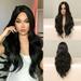 KPLFUBK European And American Style Black Big Wavy Long Curly Hair Wig 71cm / 28in