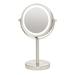 OVENTE Lighted Vanity Mirror NG01 6 Inch Table Top LED 360 Adjustable Double Sided Spinning Personal Makeup Stand Desk Bathroom Battery Powered Round Large Nickel Brushed MLT60BR1X7X