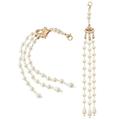 2 Pcs Tassels Decor Tiara Hair Accessory Pearl Clip on Earrings Long Pendant Chain Stick