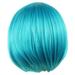 Blekii Clearance Anime Fashion Short Wig Cosplay Party Straight Wig Blue Wigs Human Hair Blue