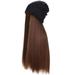 Abkekeiui Women Winter Beanie Hat Wig Knit With Long Straight/wig Long Wavy Curly Hair Wig Warm Ladies Party Daily Weddings Wig