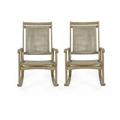 Amberlyn Outdoor Rustic Wicker Rocking Chairs Set of 2 Light Brown