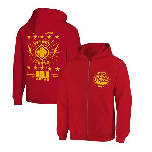 Ripple Junction Red Hulk Hogan Python Power Fleece-Kapuzenpullover mit durchgehendem Reißverschluss für Herren