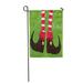 KDAGR Red Santa Merry Christmas Cartoon Elf Legs on Green Garden Flag Decorative Flag House Banner 28x40 inch