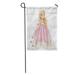 LADDKE Adorable Little Blond Princess Girl in Pink Ball Dress Beauty Garden Flag Decorative Flag House Banner 28x40 inch