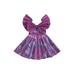 Eyicmarn Kids Girls Princess Dress Fashion Print Big Bow Fly Sleeve Movie Cosplay Dress Halloween Costume Pageant Party Ball Gown Dress