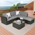 ACEGOSES 4 Pieces Outdoor Sofa Set Conversation Furniture PE Rattan Wicker Couch Garden Patio Poolside and Backyard Sectional Sofa Sets Gray