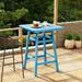 WestinTrends Square Outdoor Patio Bistro Bar Table With Umbrella Hole Pacific Blue