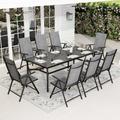 Sophia & William 9-Piece Outdoor Patio Dining Set Metal Table and Aluminum Alloy Textilene Chairs Set for 8 Black & Gray