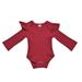 Baby Girl Jumpsuits Sleepy Baby Girls Long Ruffled Sleeve Ribbed Romper Bodysuit Outfits Clothes Red 6 Months-12 Months