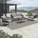 LEAF Patio Conversation Set 4 Pieces Aluminum Frame Rope Outdoor Patio Furniture with Coffee Table All-Weather Modern Deep Seating Sofa Set Outdoor Patio Set with Cushions Ascona