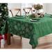 Fancy Metallic Snowflake Christmas Tablecloth - 60x144 - Hunter Green with Gold Snowflakes - Soil Resistant - Easy Care - Seats 10-14