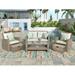 U-style Patio Furniture Set 4 Piece Outdoor Conversation Set All Weather Wicker Sectional Sofa with Ottoman and Cushions