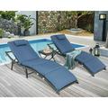 xrboomlife Outdoor Wicker Lounge Chairs Set Recliners Lounge Chairs for Outside Adjustable Chaise Lounge Outdoor Rattan Reclining Chair for Poolside Deck and Lawn (Expresso/Orange Red )