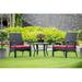 YFbiubiulife DTL3C01B Denton 3 Piece Patio Outdoor Set Contains Rectangle Wicker Tea Table with Glass Top and 2 Balcony Armchair with Cushion Small Black