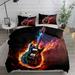 Guitar on Fire Abstract Duvet Cover Set UK Single Double US Twin Full King Size Bed Linen Set