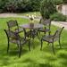 PULUOMIS 5 Piece Outdoor Patio Bistro Set include 35 Bistro Dining Table and 4 Backyard Garden Chairs Set