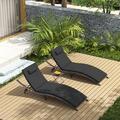 xrboomlife Patio Chaise Lounge Set 3 Pieces Outdoor Lounge Chair with Rattan Adjustable Backrest and for Beach Patio Sand for Poolside Backyard Porch