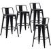 YFbiubiulife Changjie Metal Barstools Set of 4 Industrial Stools Counter Stools with Backs Indoor-Outdoor Counter Height Stools (26 inch Matte Black)