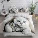 Pet Cat DIY Print Duvet Cover Set King Double Full Twin Single Size Duvet Cover Pillow Case Bed Linen Set