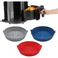 Silicone Air Fryer Liners - Reusable Air Fryer Liners - Silicone Air Fryer Basket - Air Fryer Tray Inserts - Air Fryer Accessories - Non Collapsible Air Fryer Pan - Round Set of 3