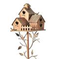 Duklien Bird Nests Garden Decor Birdhouse Garden Stakes House with Pole Large Bird Houses for Courtyard Backyard Patio Outdoor Garden Decor Copper Birdhouse Poles Home Decor E