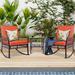 xrboomlife 3-Piece Outdoor Set Patio Conversation Chair Wicker Cushioned Patio Rocker with for Porch Garden Poolside & Deck Orange