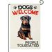 HGUAN Dachshund Garden Flag Dogs Welcome People Tolerated Garden Flag Dog Lovers Double Sided Flag House Yard and Outdoor Funy Dog Decor Flag 12x18 inch(9059)