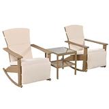3 Pieces Outdoor Rocking Chair Set ONE PIX Wicker Rocking Chairs for 2 people Adjustable Outdoor Wicker Double Rocking Chair with Coffee Table Suitable for Backyard Garden Poolside