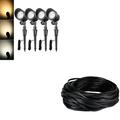 4 Pack Low Voltage LED Landscape Spotlight 3000K/4000K/5000K Selectable + 16/2 Gauge Wire Low Voltage Outdoor Landscape Lighting Cable