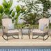 xrboomlife 3-Piece Outdoor Set Patio Conversation Chair Wicker Cushioned Patio Rocker with for Porch Garden Poolside & Deck Orange