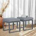 xrboomlife Outdoor Ottomans for Patio Assembled Aluminum Outdoor Footstool with Grey Cushions Small Seat for Garden Yard Deck Poolside Dark Grey Frame
