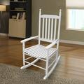 Outdoor Indoor Rocking Chair All Weather Resistant Lumber Porch Rocker With Sturdy Slatted Back For Patio Deck Garden Balcony Backyard Load Bearing 250 Lbs White
