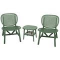 3 Pieces Outdoor Patio Table Chair Set Retro All-Weather Conversation Bistro Set Coffee Table With Open Shelf Hollow Design Widened Seat Lounge Chairs For Yard Garden
