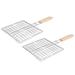 2 PCS Barbecue Net Charcoal Bbq Kabob Baskets Grill Accessories for Outdoor Wooden Bamboo