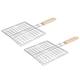 2 PCS Barbecue Net Charcoal Bbq Kabob Baskets Grill Accessories for Outdoor Wooden Bamboo
