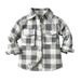 TOWED22 Toddler Baby Boy Girl Flannel Jacket Plaid Long Sleeve Lapel Button up Shirt Coat Cardigan Fall Winter Outfit(Grey 18-24 M)