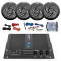 Pyle Marine PFMRA440BB 4-Channel Bluetooth Black Amplifier 4x Pyle 5.25 2-Way Waterproof Weather Resistant Black Speakers Amp Install Kit 18-G 50 Ft Speaker Wire