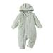 6 Months Baby Boys Romper 9 Months Boys One-piece Bodysuit Solid Color Infant Boys Long Sleeve Hooded Furry Bodysuit Green