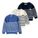 KYAIGUO 1-7T Toddler Boys Cable Knit Sweater Baby Long Sleeve Crewneck Striped Blouse Kids Winter Cotton Pullover Fleece Sweatshirt