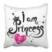 WOPOP Girls Original Calligraphic Text I Am Princess Motivation Slogan Hand Written Pillowcase 16x16 inch